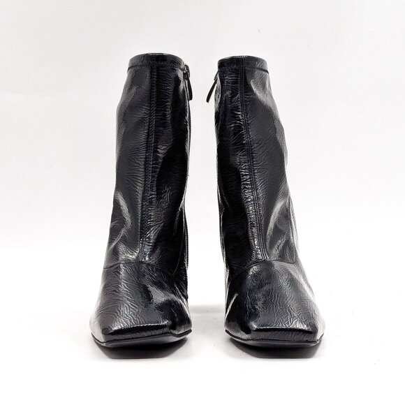Franco Sarto Women Harmond 30th Vintage 90's Ash Black Square Toe Boots size 8.5 - Picture 2 of 11